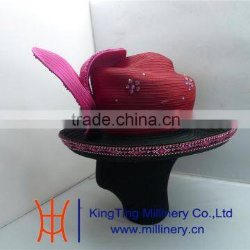 Wholesale Church Hat For Ladies Red/Black BM-5013 photo-3
