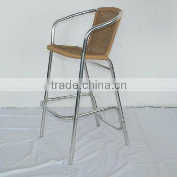 Factory wholesale high bar stool rattan aluminum arm chair YC015