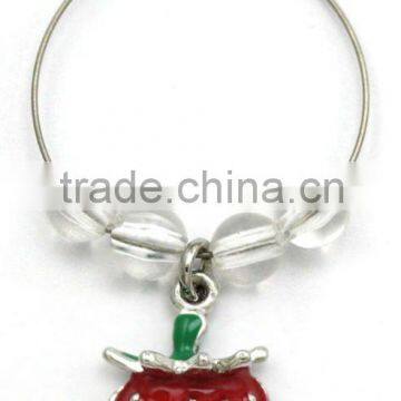 popular metal strawberry wine charms set , with Loop Diameter of 25mm