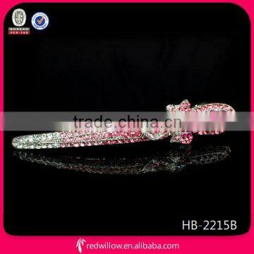 Hot sale elegant pink rhinestone bow snap hair clips