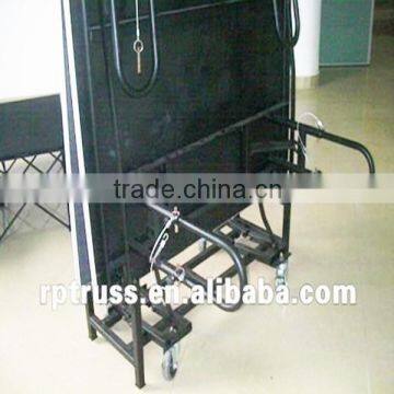 Aluminum portable mobile folding stage with wheels