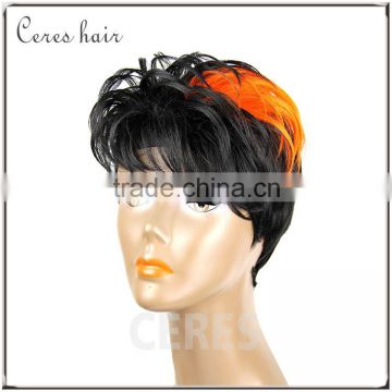 cheap High Temperature Fiber ST1B Orange wig synthetic wig for fashion lady short fashionable wig