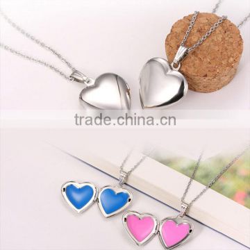 custom new stainless steel lady heart locket pendant necklace