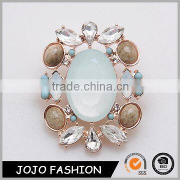 New Fashion Women Natural Stone Brooch Pins With Crystal Brooches Pendant