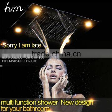 Newest Embeded Ceiling Mounted Rainfall Showerhead Faucet Shower Set, 304sus Multiple Function LED Mixer Shower Faucet photo-3