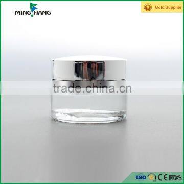 High Quality Empty Glass Cosmetic Bottle with the lid of the silver
