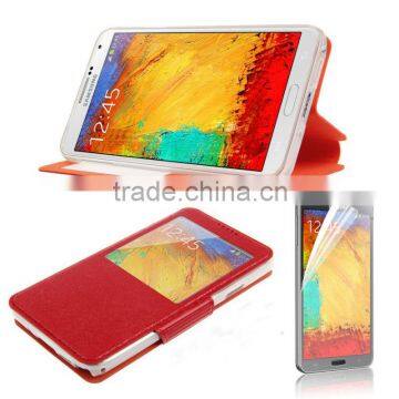 For samsung galaxy Note 3 N9000 Red view window leather case high quality factory's price