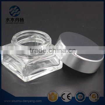 High quality 40ml square clear cosmetic glass jar