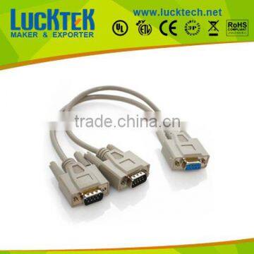 DB9 RS-232 Y splitter cable , 2*male to female,HIGH QUALITY