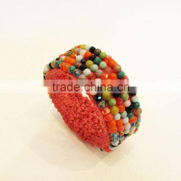 Mixed color Agate Stone Wax Bangle, Wax thread Bangle, Bracelet