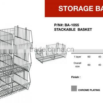 Popular Assemble Adjustable Stackable Storage Metal Wire Basket photo-3