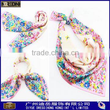 Factory Custom Top Quality Digital Printed Silk Scarf Square Scarves for Women 90*90cm