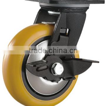 Swivel side brake PU Caster Heavy duty Double Ball Bearing Caster