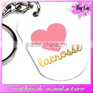 Double printing LOGO cheap dog tags with ball key chain