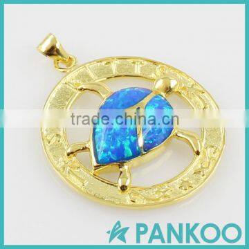 Wholesale Fashion Series of Leaf in the Cirque Blue Opal Sterling Silver Unisex Necklace Pendant