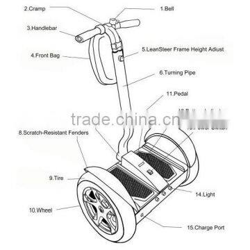 2015 NEW 2000W Self Balance Electric Scooter OB-C3 With 2 Wheels 17in/43cm Tire Lead Acid 36V.42Ah Battery photo-3