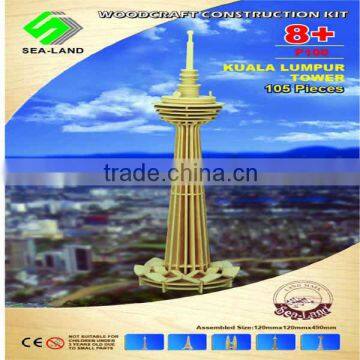 DIY Assembly Kids Educational Wood Puzzle-Kuala Lumpur Tower,Christmas 3D Puzzle,Christmas Gift And Toys