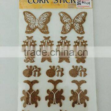 Cartoon 3D butterrfly-shaped cork wood stickers/ Beautiful cork wood stickers for decoration