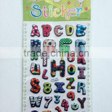2016 customized cute 3D foam puffy letter alphabet sticker
