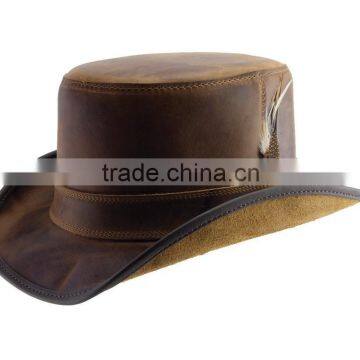 BULLHIDE CRAZY HORSE LEATHER TOPPER "STEAMPUNK" TOP HAT