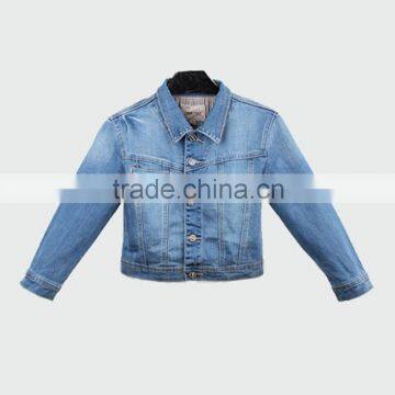 2016 Women Winter Navy Blue Denim Jacket With Long Sleeve