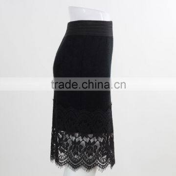 F5S43022 New Arrival Women Elastic Waistband Eyelash Lace Hem Skirts photo-3