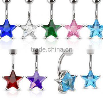 fashion piercing fake belly navel ring, CZ piercing belly ring