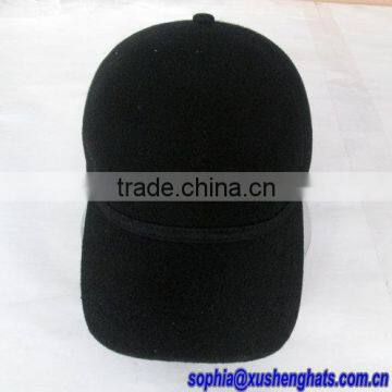 100% Wool Felt Black Baseball Cap