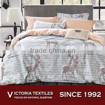 Deers' Grow up Diary Text Printed 6 Piece Cotton Duvet Cover Bedding Bed Sheets set