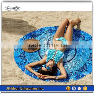 100% terry Cotton Fabric New Design Round Beach Blanket Mat