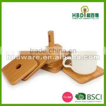 High Quality 7pcs wooden bamboo cup coaster set from BSCI factory