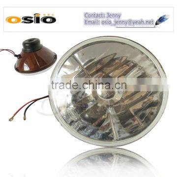 7' Round headlight Red brown Iron Semi Sealed Beam 12V/24V Auto Halogen Lamp Install H4 or HID H4 Xenon Bulb