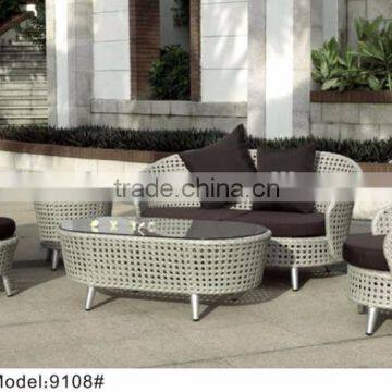 Rattan furntiure 2 single chairs with loveseat sofa collection end table