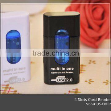 2015 hot selling 4 slots cheap wholesale card reader with SD card TFcard (OS-CR102)