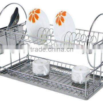 kitchen metal dish rack with tray and cutlery holder