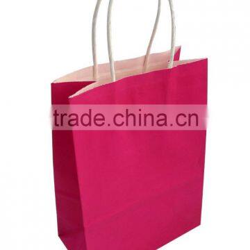 machine making dark pink plain color craft paper bag