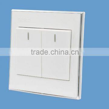 Wenzhou 2016 Newest uk Design 2 Gang 1 Way/2 way Electrical Wall Switch