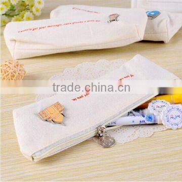 Wholesale Clear Customized Pattern Unbranded White Canvas Cheap Promotional Pencil Case photo-3