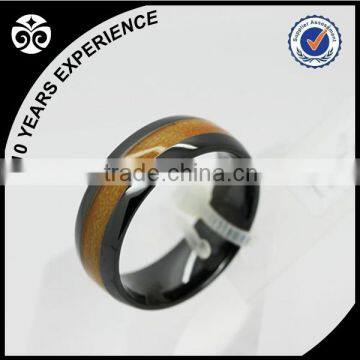 Wood Ceramic Ring With Carbon Fiber Inlay