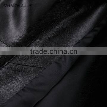 China Custom Women Black Leather Vest With Fur photo-5