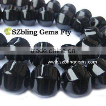 Natural Loose Gemstone Black Onyx Round Brilliant Cut Necklace