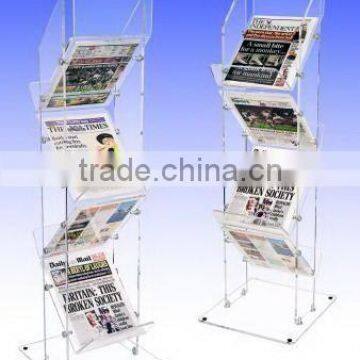 6-tier zig-zag Acrylic Brochure Display Stand/ book exihbitor