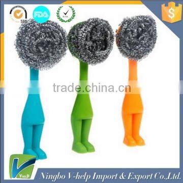 Plastic & Stainless Steel Wire Kitchen Pot Brush