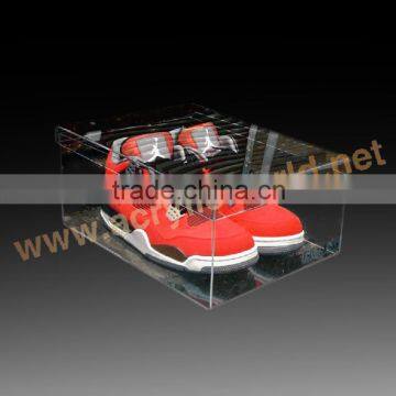 transparent acrylic nike shoe box/acrylic display box/acrylic box with hinged lid