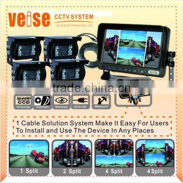 7 inch TFT LCD monitor + 4 CCD camera + 15M extension cable quad monitor camera system