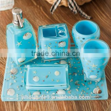 2015 Ocean Series shell Design Resin Bathroom Accessories Set , bathroom accessory set