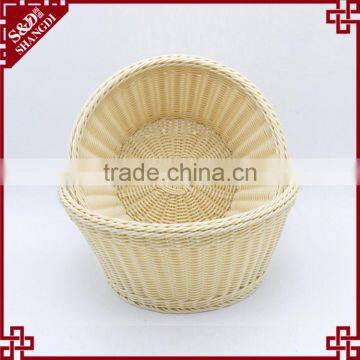 Wholesale custom made round fruit basket beige color bulk wicker baskets