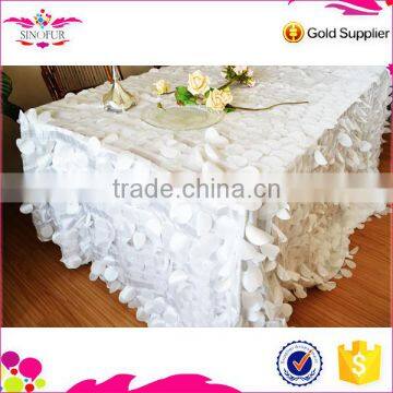 wholesale Qingdao Sinofur cheap OEM ruffled sequin rosette wedding table cloth for restaurant