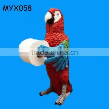 Fresh new product polyresin parrot toilet paper holder