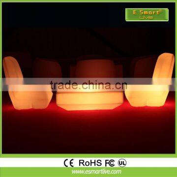 Plastic outdoor bar furniture LED curved plastic chairs with RGB 16 color changing